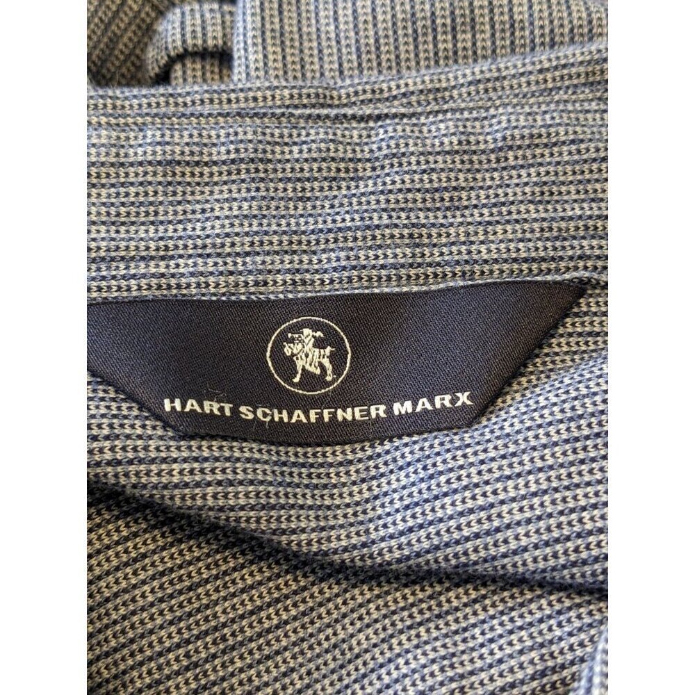 Hart Schaffner Marx Mens Size Large Button Up Shirt Blue Micro Striped Cotton - Picture 4 of 6